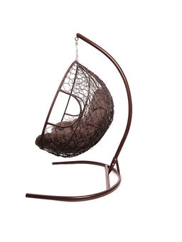 Кресло - кокон подвесное «Для двоих», 130×68×186 см, с искусственным ротангом, коричневое, с подушкой
