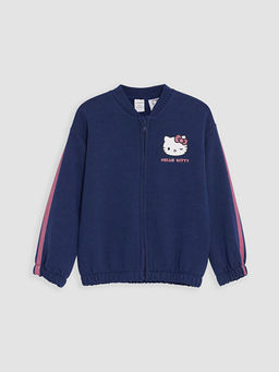 Hello Kitty Bask?l? K?z ?ocuk Soft Touch Fermuarl? Sweatshirt