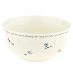 Ласковый май Салатник фарфоровый 650мл, д14см, h7см, с деколью, рельефный декор, кремовый (Китай)