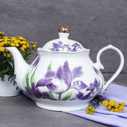 Чайник заварочный 800 мл / GF3-TP /уп 18/ костяной Ирисы - Галеонтрейд фото 2