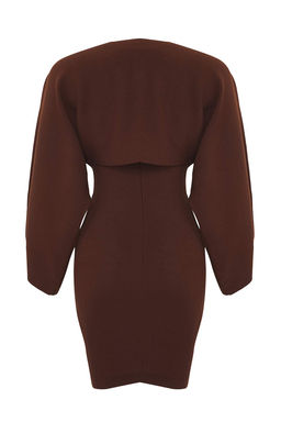 TRENDYOLMILLA Bej Mini Triko Bolero-Elbise Tak?m TWOAW25EL00056  фото 24