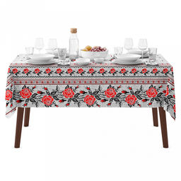 Скатерть 180х145см "Розовое утро", длина стола до 140см, на 6 персон, хлопок "Оптима" 171г/м2, упаковка классическая 28х41см, "Домашняя мода" (Россия)