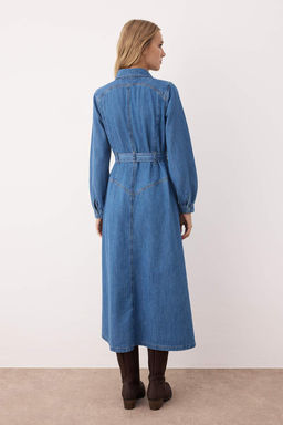 Mavi Kemer Detayl? Maxi Denim Elbise TWOAW26EL00044