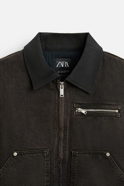 DENIM JACKET WITH CONTRAST COLLAR - Zara фото 8
