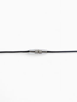 Шнурок нейлон 60 см, чёрный, винтовой замок серебро