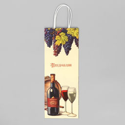 Цена за 20 шт. Пакет под бутылку Поздравляю, белый крафт, 13 х 36 х 10 см - Доступные радости фото 6