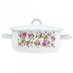 Китайская роза Кастрюля эмалированная 1,45л, форма цилиндрическая, металлическая крышка (Россия) - Домашняя мода фото 2