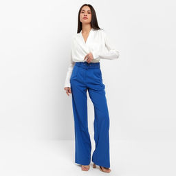 Цена за 4 шт. Брюки женские прямые MIST: Pants, размер 42, синие