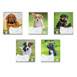 Цена за 10 шт. Тетрадь школьная ученическая ErichKrause Щенки, 12 листов, клетка (в плёнке по 10 шт.)_MIX-PACK  фото 2