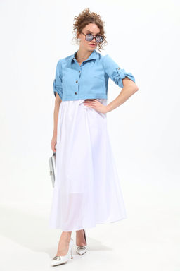 Платье NIKVA н967-1 молоко+голубой