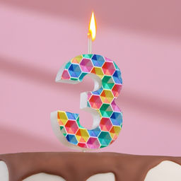 Свеча в торт на шпажке Калейдоскоп, цифра 3, 7 см