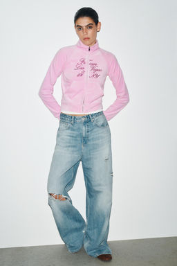 VELVET JACKET WITH TEXT