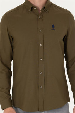 Мужская базовая рубашка цвета хаки с длинным рукавом Неожиданная скидка в корзине - U.s. polo assn фото 6