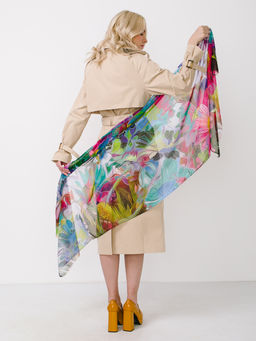 Большой, мягкий, тонкий и очень нежный двусторонний палантин с рисунком в стиле арт-деко - Tantino фото 6