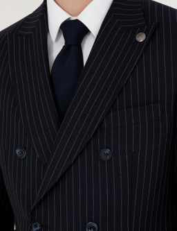 Lacivert Ex. Slim Fit _izgili Kruvaze Y_n Kar___ml_ Tak_m Elbise