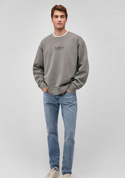 S?rt Detayl? Gri Sweatshirt - Mavi фото 2
