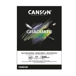 Canson Альбом для смешанных техник Graduate BLACK 240 г/м2 A4 21 х 29.7 см склейка с одной стороны 20 л. C31250P017