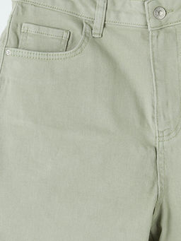 Y?ksek Bel Bermuda Fit Kad?n Jean ?ort