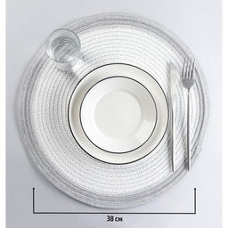 Цена за 10 шт. Салфетка сервировочная на стол Доляна Лана, d=38 см, цвет белый  фото 2