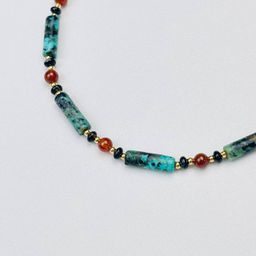 Колье из Хризоколлы,Граната Спессартин и Агата - Радуга самоцветов фото 2