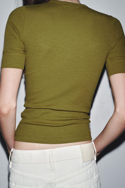 RIB SHORT SLEEVE T-SHIRT - Zara фото 3
