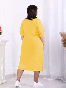 Платье-рубашка горчичного цвета летнее повседневное - Almond фото 6