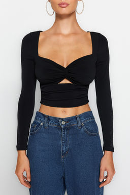 Siyah Cut Out/Pencere Detayl? Orme Bluz TPRAW24BZ00027