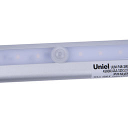 ULM-F48-2W/4500K/4AA SENSOR IP20 SILVER Светильник светодиодный для мебели с датчиком движения. Питание 4АА (не в/к). 188*30*15мм. 50Lm. ТМ Uniel