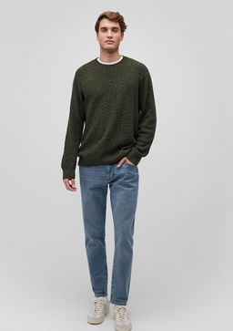 Bisiklet Yaka Yesil Kazak - Mavi фото 2