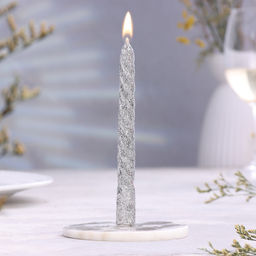 Набор свечей витых, 1.5×15 см, 2 шт., блестки, серебро