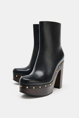 LEATHER PLATFORM ANKLE BOOTS - Zara фото 10