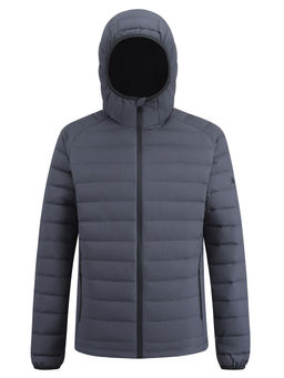 Куртка мужская стёганая с капюшоном с графеновой подкладкой темно-серого цвета 9623_1TC