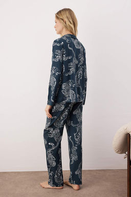 Trendyolmilla Antrasit Kaplan Desenli Viskon Dokuma Pijama Tak?m? THMAW24PT00092  фото 22