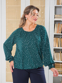 Блузка 1464 зеленый в горошек - Novita фото 2