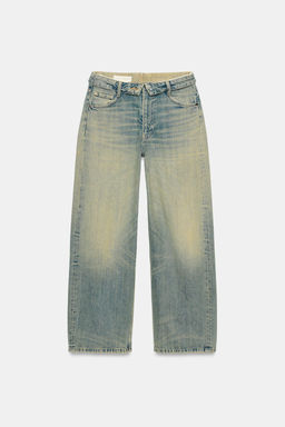 JEANS TRF CINTURA DOBLADA TIRO MEDIO ROTOS / Azul / Verde - Zara фото 4