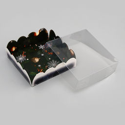 Цена за 5 шт. Коробка для печенья, кондитерская новогодняя упаковка «Исполнения желаний», 9×9×3 см