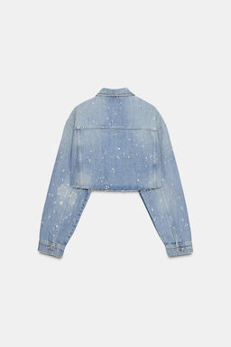 TRF STRASS CROP DENIM JACKET - Zara фото 8
