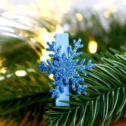 Цена за 2 шт. Прищепки для декора «Снежинки» голубые, 6 шт.