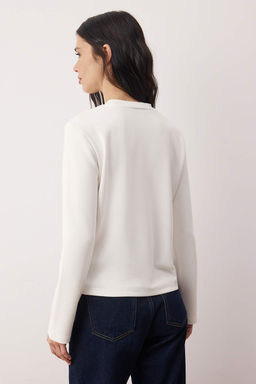 Ekru Nak?s Detayl? Regular/Normal Kal?p Yumusak Tuseli Esnek Orme Bluz TWOAW26BZ00238 - Trendyolmilla фото 4