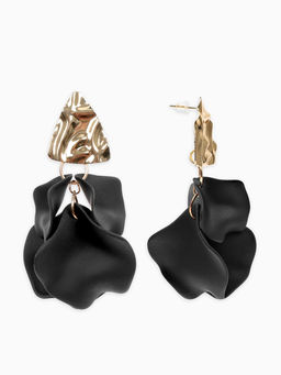 Серьги ассорти «Ветер» мятые треугольники, цвет чёрно-золотой