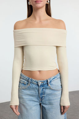 Tas Carmen Yaka Crop/K?sa Esnek Orme Bluz TWOAW25BZ00008