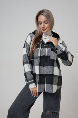 Рубашка женская в клетку с капюшоном РЖКК-01