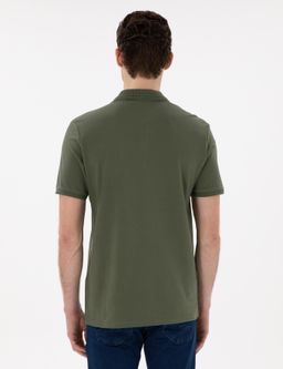 Haki Regular Fit %100 Pamuk Polo Yaka Basic Ti__rt
