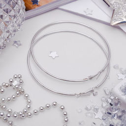 Серьги кольца Классика d=7 см, цвет серебро - Queen fair фото 3