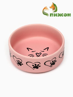 Миска керамическая Кошачья мордочка матовая 180 мл - 10.5 10.54 см, розовая - Пижон фото 2