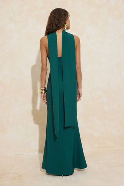 Petrol Fularl? Dokuma Maxi Abiye & Mezuniyet Elbisesi TPRSS26AE00005 - Trendyolmilla фото 4