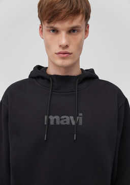 Mavi Bask?l? Kapusonlu Siyah Sweatshirt  фото 6