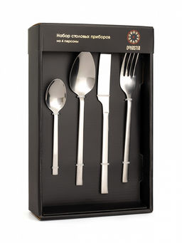 Набор столовых приборов 16 шт. серебро нержавеющая сталь - Lucky фото 2