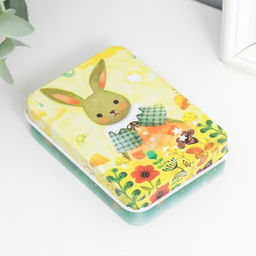 Цена за 3 шт. Шкатулка металл прямоугольная "Зайка" 2,7х9х6,5 см