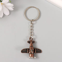 Цена за 12 шт. Брелок металл "Самолет с пропеллером" пропеллер крутится 3,9х3,7 см